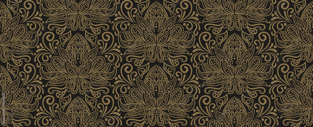 Floral pattern for Your design. Floral wallpaper oriental style, indian, chinese, japanese. Vector image