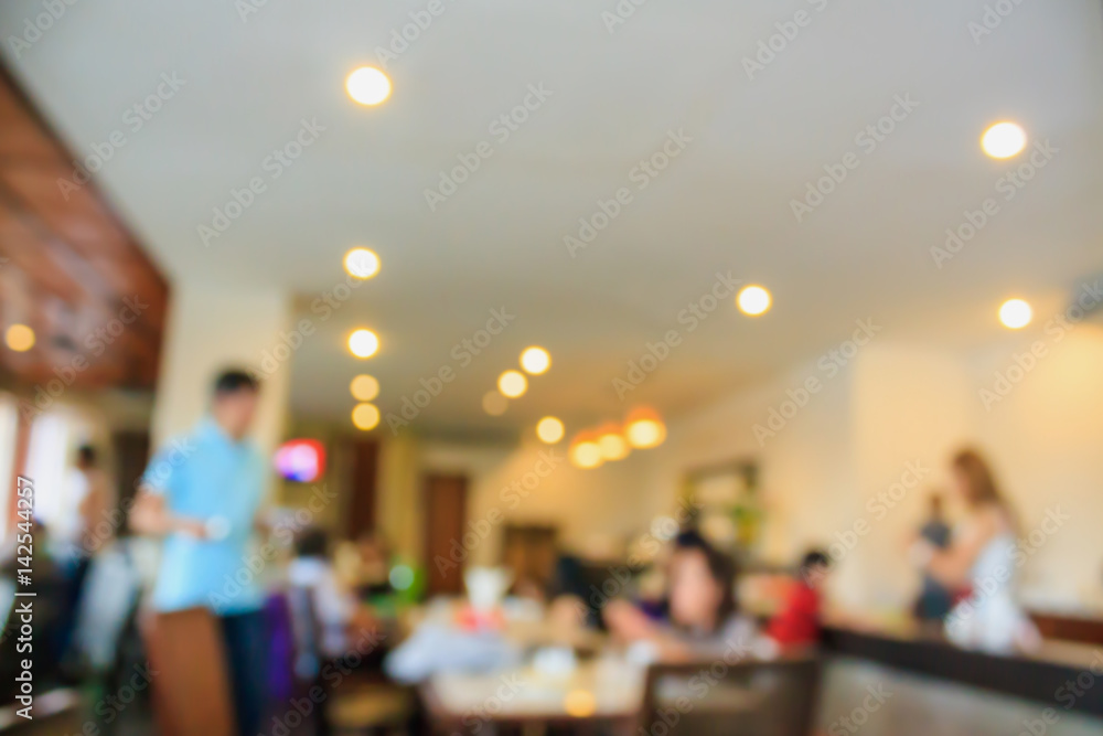 cafe restaurant blur background with bokeh