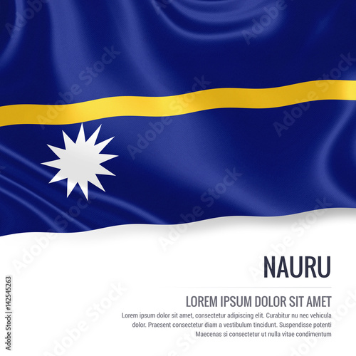 Free Download Silky flag of Nauru waving on an isolated white background with the white text area for your advert message. 3D rendering. - GFXLoad