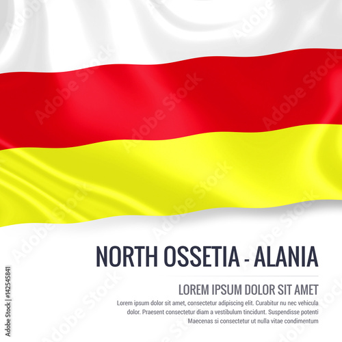 Free Download Silky flag of North Ossetia-Alania waving on an isolated white background with the white text area for your advert message. 3D rendering. - GFXLoad