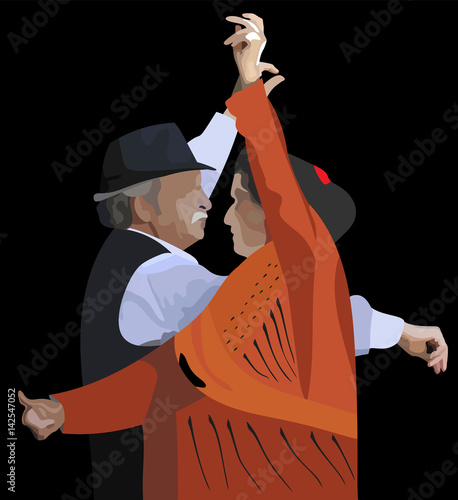 vector of an elderly couple dancing
