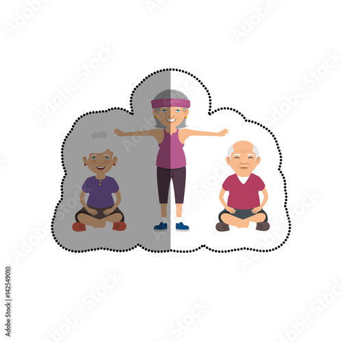 grandparents character with sport clothes vector illustration design