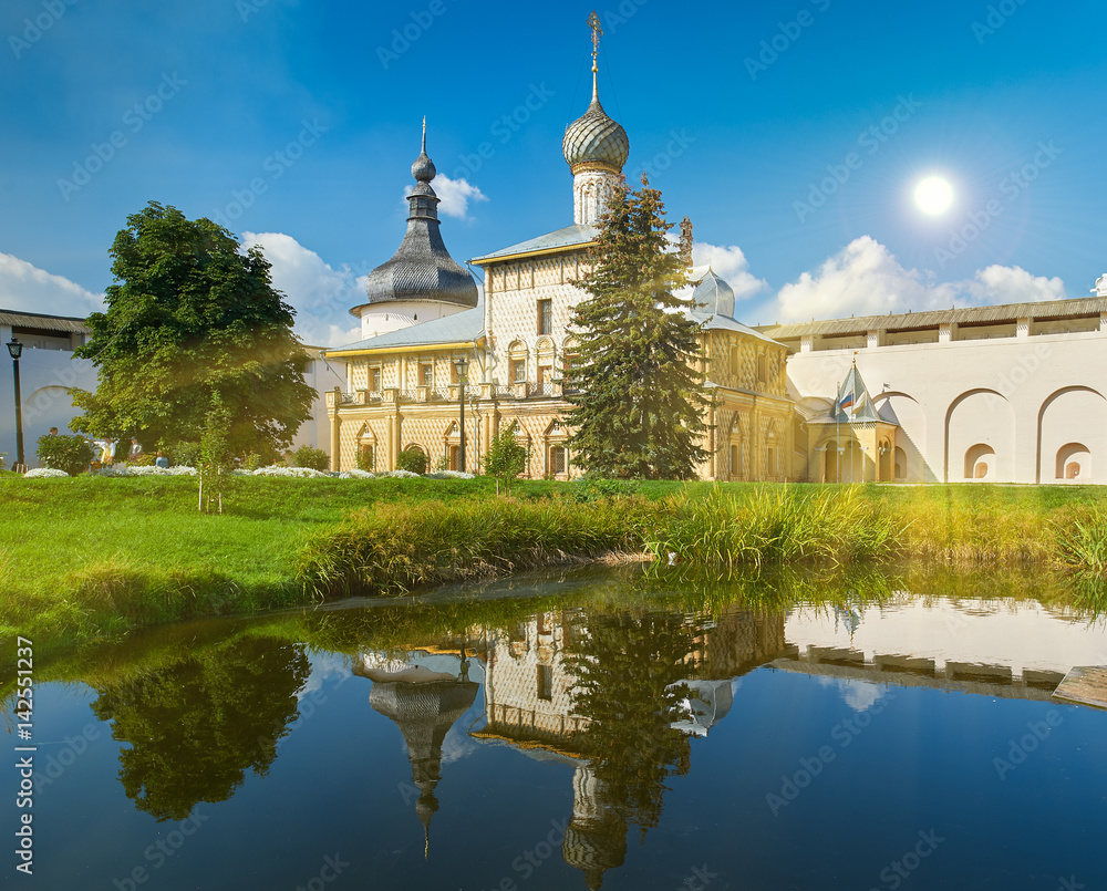 Assumption Cathedral and church of the Resurrection in Rostov Kremlin.