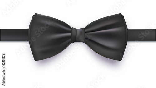 Photo Realistic black bow tie, vector illustration, isolated on white background