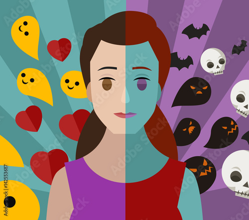 bipolar double personality mental disorder girl woman bad and good thoughs
