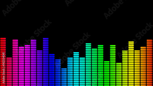 Music equalizer symbol.The photograph is prepared using 3D rendering in image processing software and coding. It consists of 7 layers.