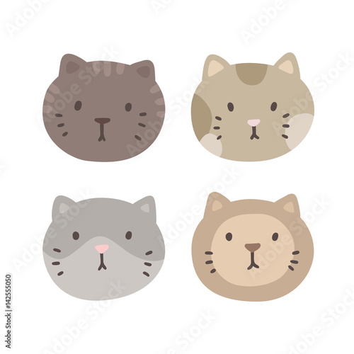 Wallpaper Mural Set of four cats faces. Vector hand drawn illustration Torontodigital.ca