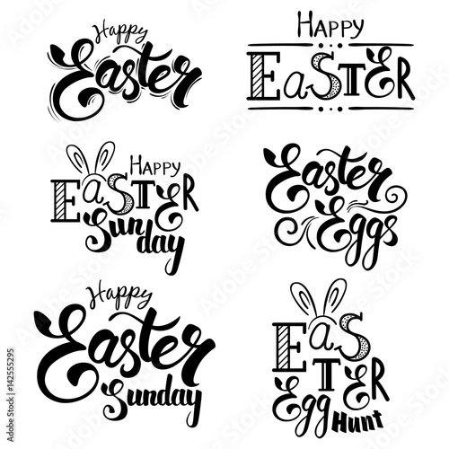 Photography Set of hand written Easter greeting phrases