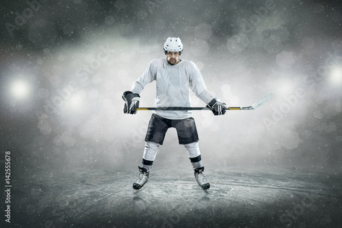 Ice hockey player on the ice  outdoors