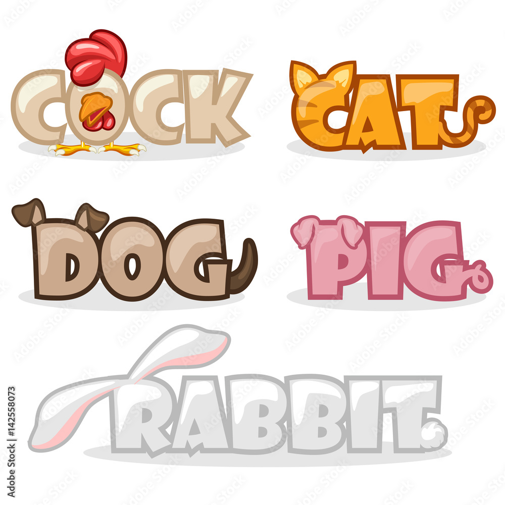 funny cute animal text name Stock Illustration Adobe Stock