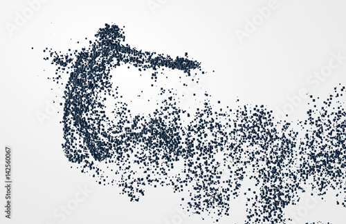 Jump man,vector graphics,composed of mosaic particle.