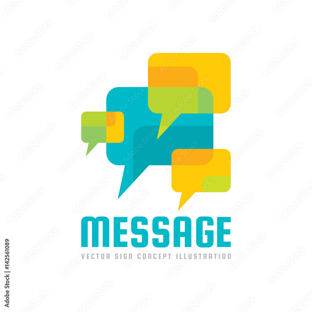 Naklejka premium Message - vector logo template concept illustration. Speech bubble creative sign. Internet chat icon. Abstract mosaic. Geometric design element.