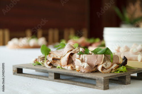 starter ready in selfservice table of a restaurant