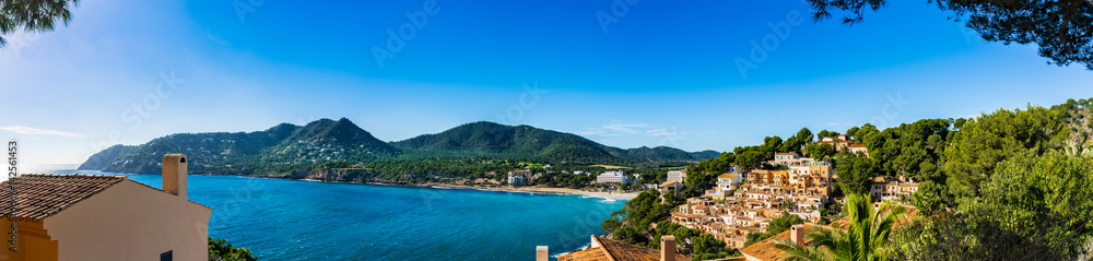 Spain Mediterranean Sea coastline Majorca island, beautiful panorama view at the seaside of Canyamel
