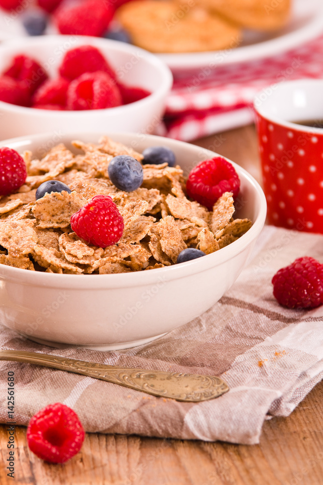 Breakfast with wholegrain cereals. Breakfast with wholegrain cereals.
