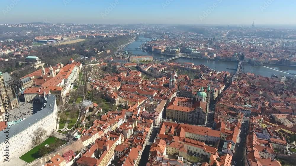 Aerial view of Old Town of Prague and church Saint Vitus in Prague, Czech Republic Aerial view of Old Town of Prague and church Saint Vitus in Prague, Czech Republic