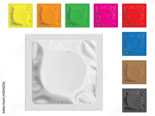 Packaging with a condom for your design and logo. Easy to change colors. Mock Up. Vector EPS 10