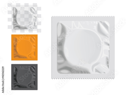 Packaging with a condom for your design and logo. Easy to change colors. Mock Up. Vector EPS 10