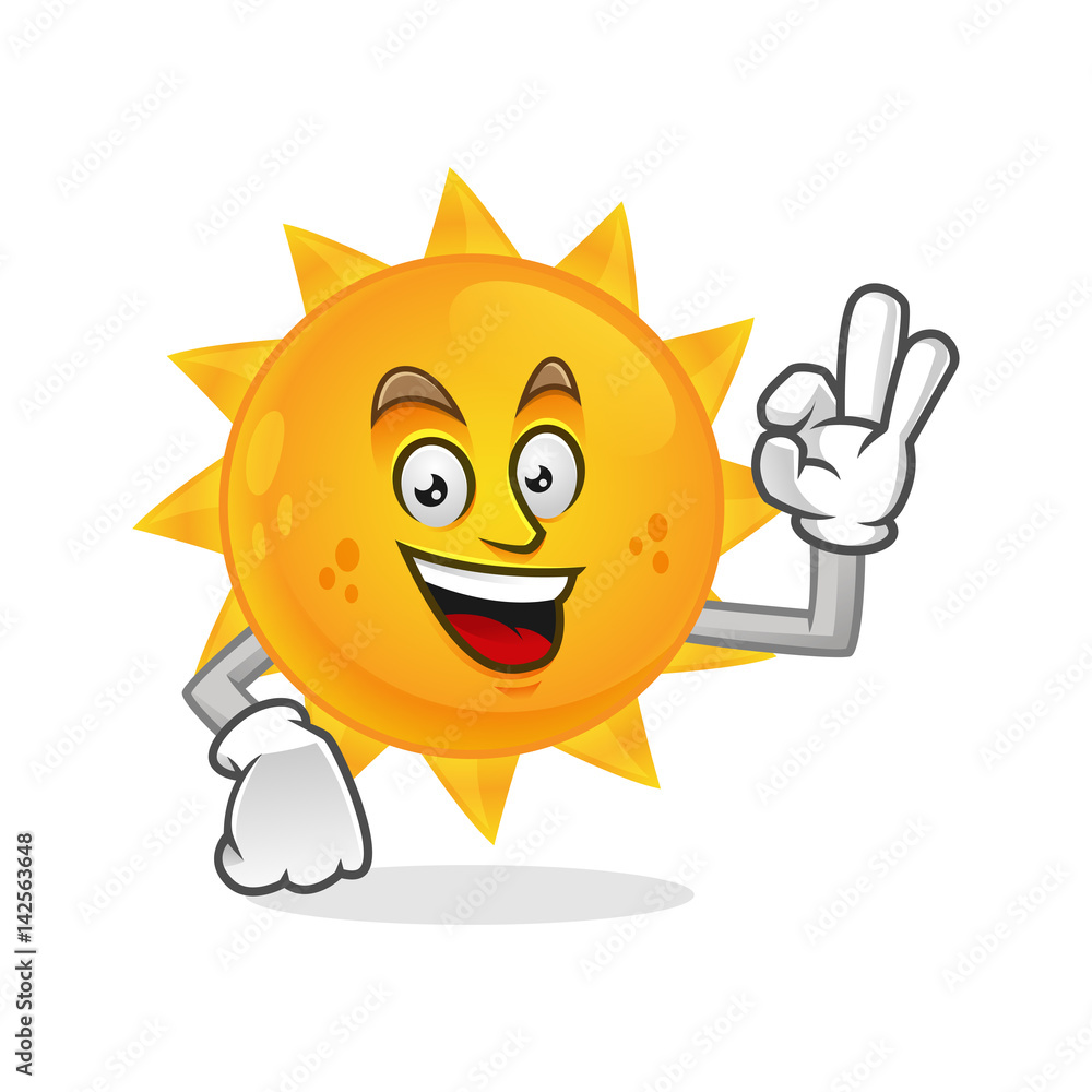 Delicious sun mascot, sun character, sun cartoon vector 
