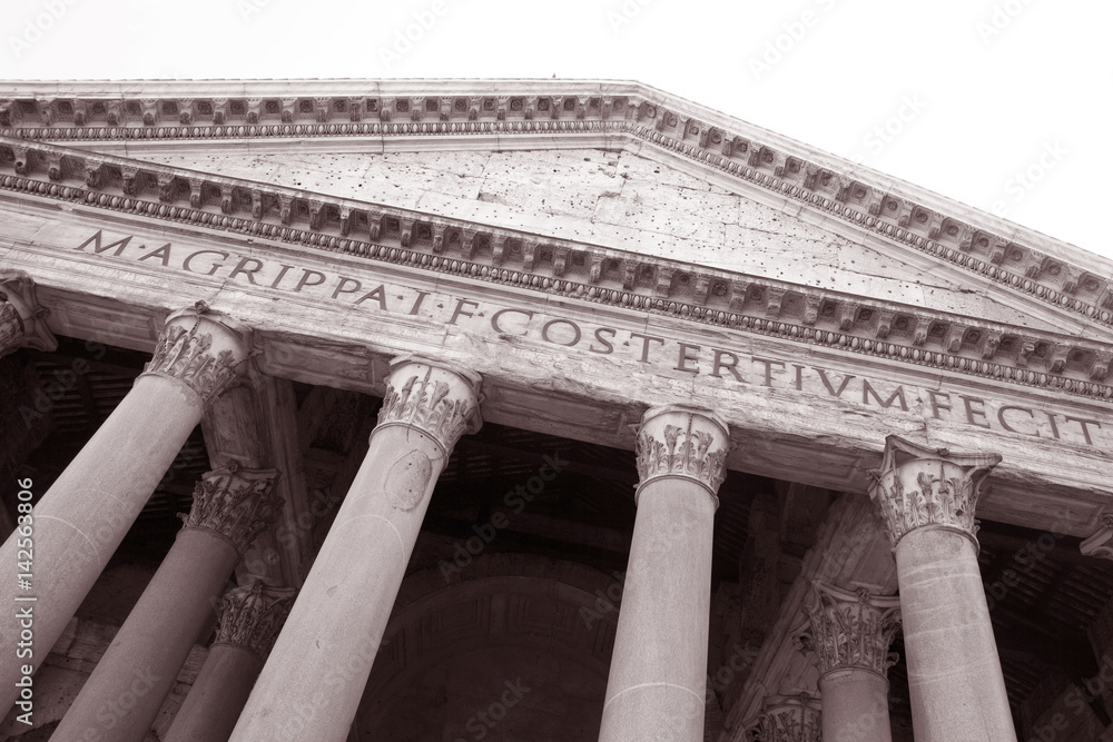 Pantheon in Black and White Sepia Tone, Rome, Italy, Europe