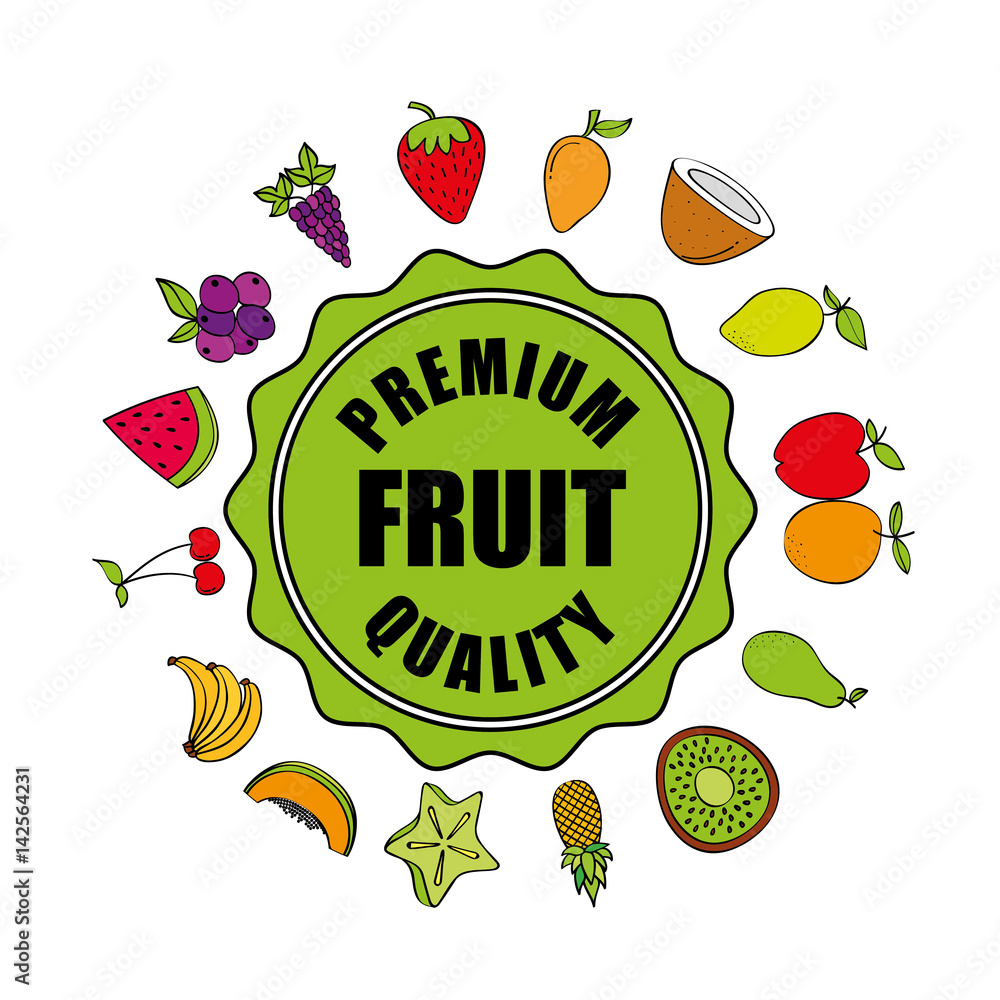 fresh fruit premium quality vector illustration design