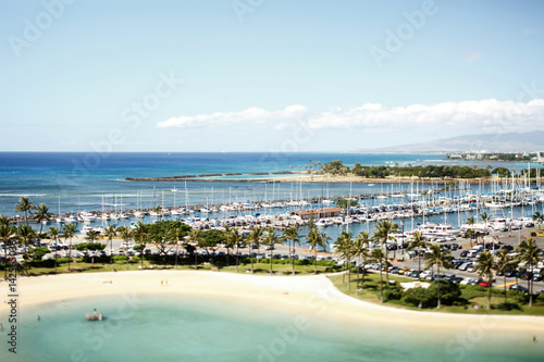 Look from above at blue ocean around Hawaii shores © IVASHstudio