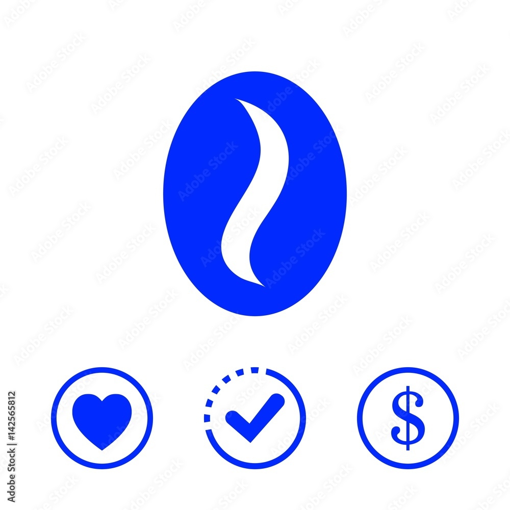  Coffee beans icon  stock vector illustration flat design