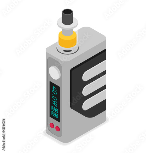 Isometric Icon of Vape device set. Flat vector.