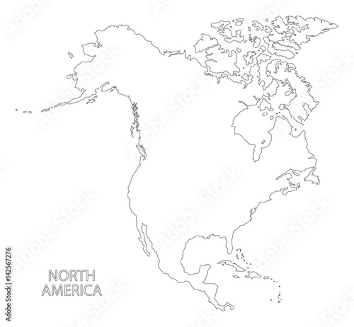 North America outline silhouette map illustration