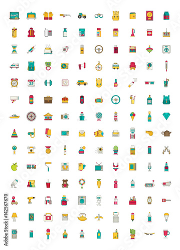 Set of vector icons. Flat design.