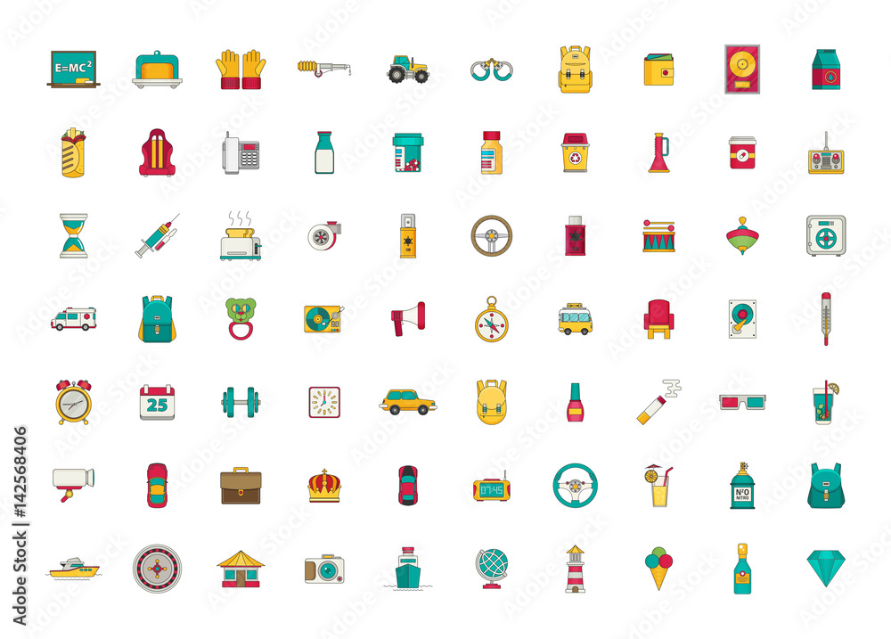 Set of vector icons. Flat design. Set of vector icons. Flat design.