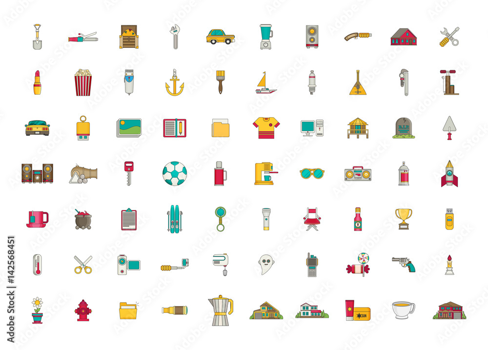 Set of vector icons. Flat design. Set of vector icons. Flat design.