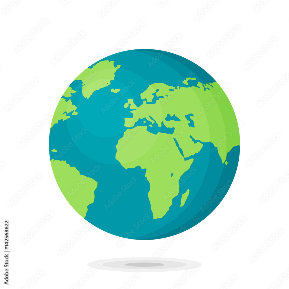 Flat planet Earth icon. Vector illustration