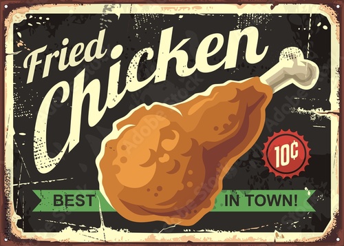 Fried chicken retro sign design concept