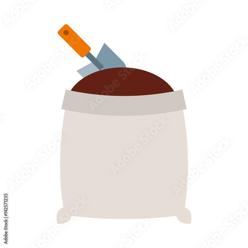 sand bag with shovel isolated icon vector illustration design