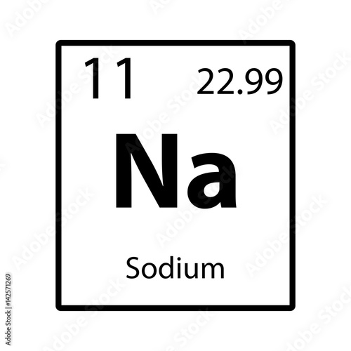 Sodium periodic table element icon on white background vector photo
