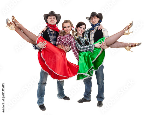 cabaret dancer team dressed in cowboy costumes