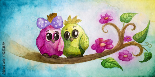 Obraz na płótnie Śmieszne kolorowe ptaki