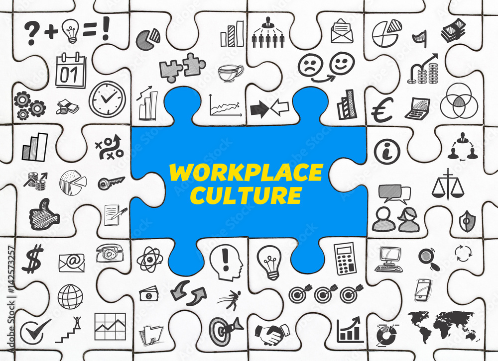Workplace Culture / Puzzle mit Symbole Stock Illustration | Adobe Stock