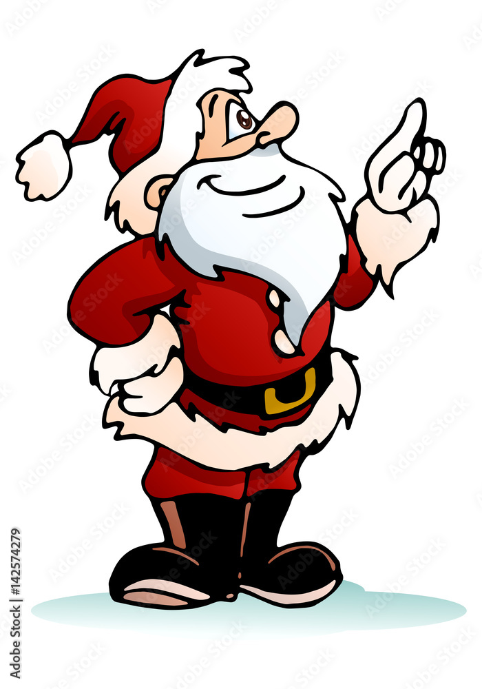 santa pointing on isolated white