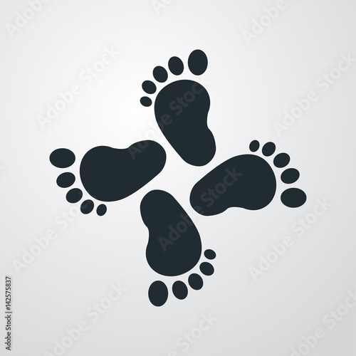Icono plano pies de bebé en cruz en fondo degradado