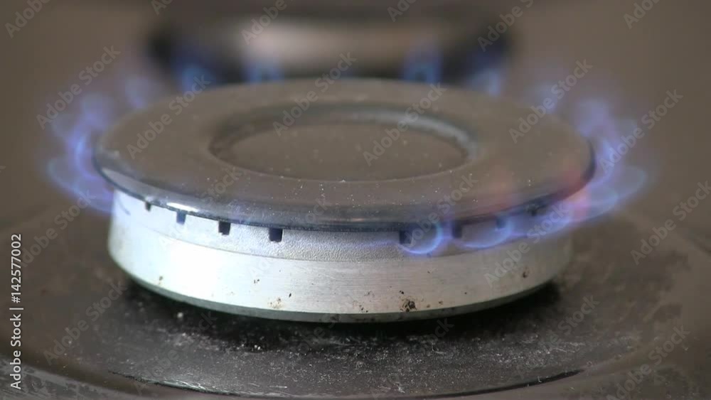 Old gas hob burning natural gas