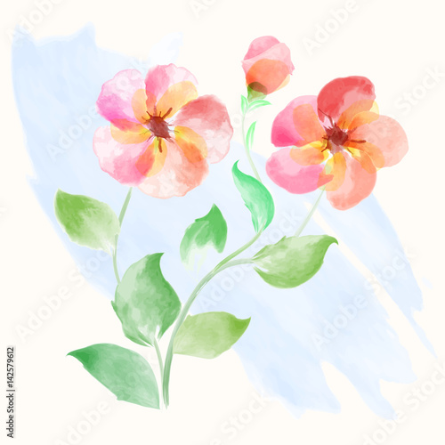 Beautiful flowers watercolor illustration for Mother's Day, wedding, birthday, Easter, Valentine's Day. Spring or Summer composition.