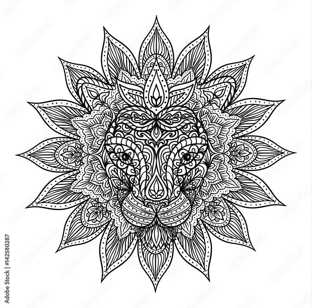 Obraz premium outline lion mandala