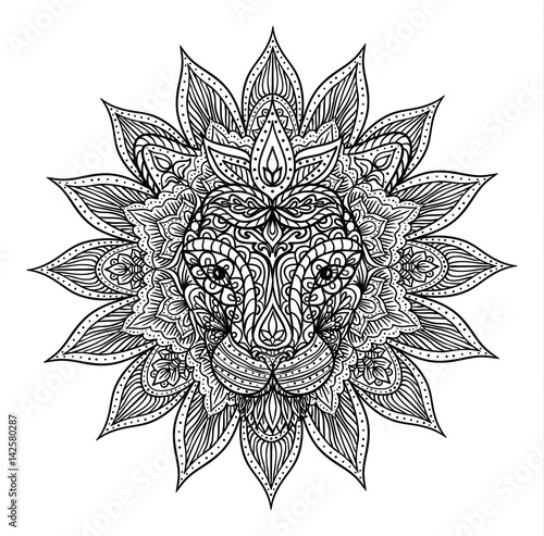 Fototapeta Naklejka Na Ścianę i Meble -  outline lion mandala