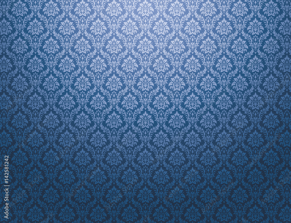 Blue damask pattern background Blue damask pattern background