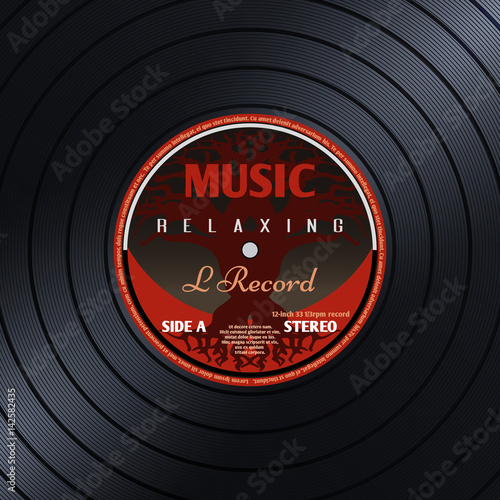 Retro vinyl record label music poster vector background