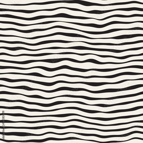 Wavy Ripple Hand Drawn Lines. Abstract Geometric Background Design. Vector Seamless Pattern.