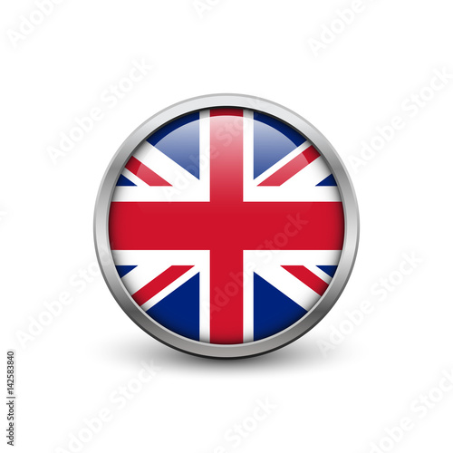 Free Download Flag of United Kingdom, Union Jack, button with metal frame and shadow - GFXLoad