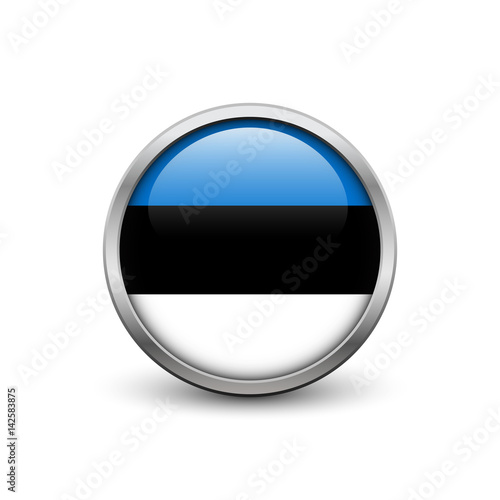 Free Download Flag of Estonia, button with metal frame and shadow - GFXLoad